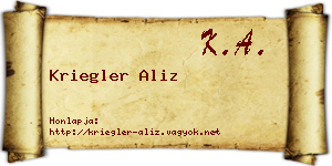 Kriegler Aliz névjegykártya